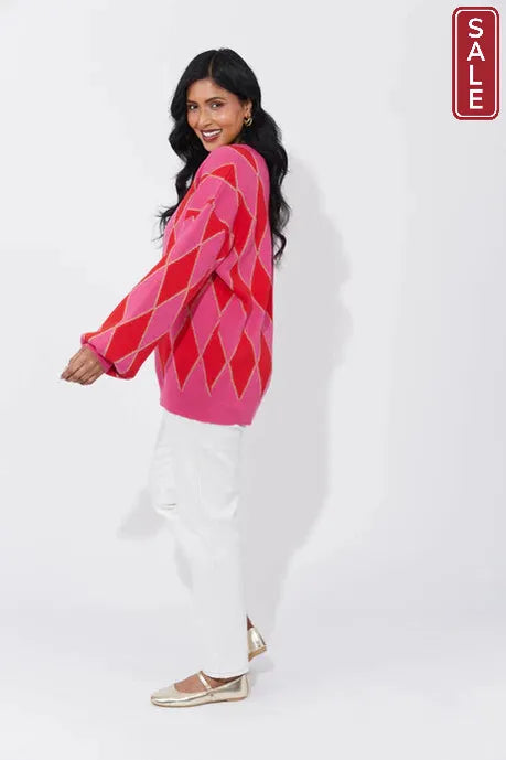 Casablanca Lurex Jumper - Chilli/Pink Haven