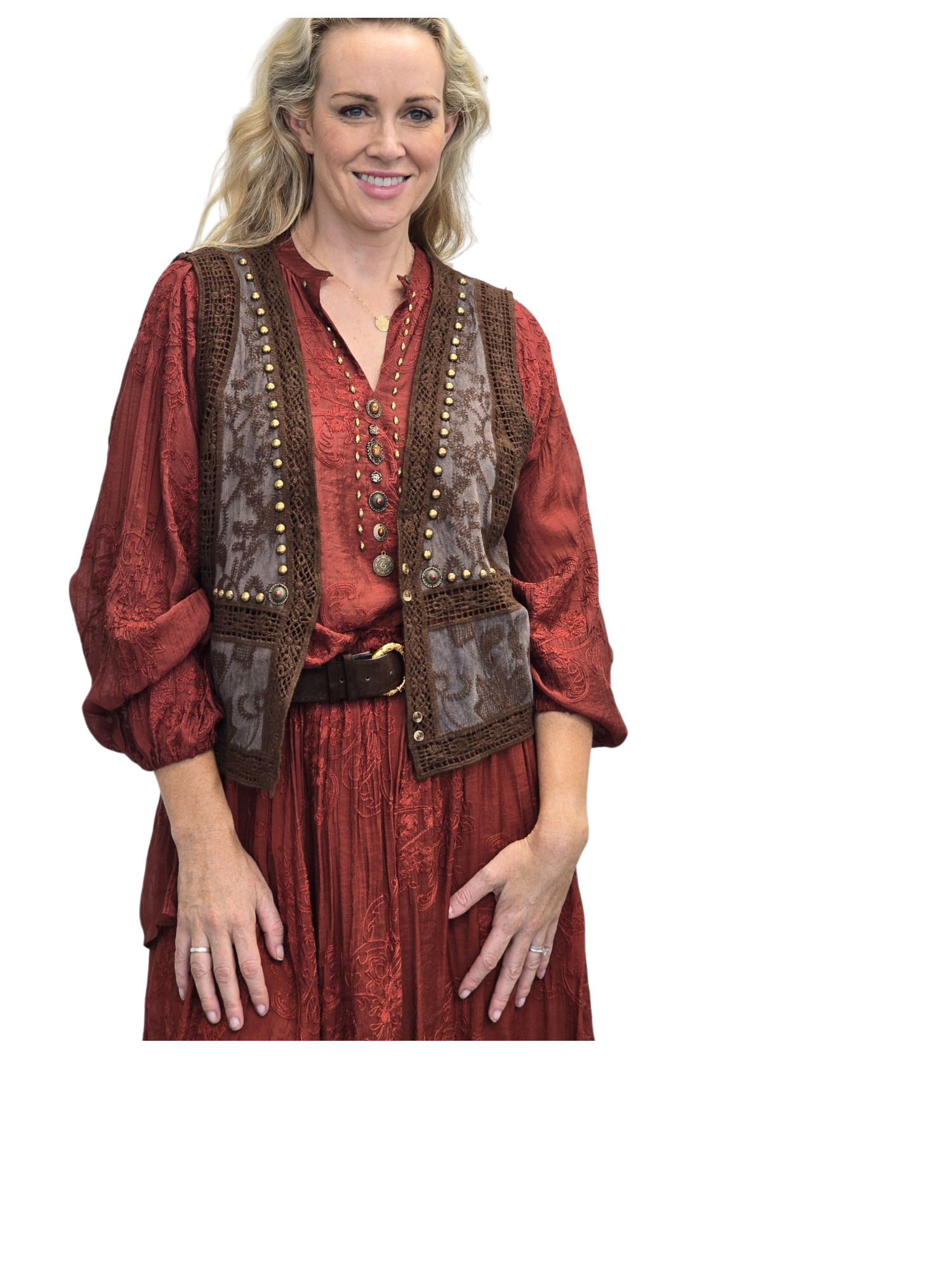 Faux Suede Vest Chocolate