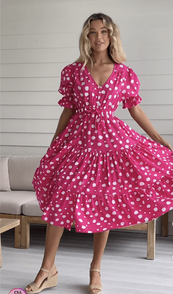 Joop & Gypsy Dress 8 / Hot pink Pismo Polka Dot Dress