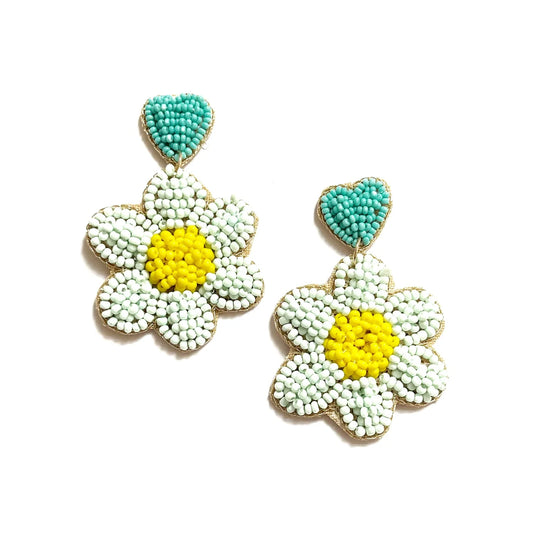 Daisy Beaded Earring Pastel Blue