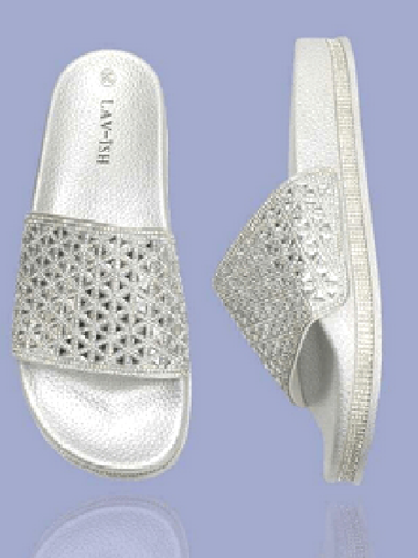 Lav-ish sandals 36 / Silver Bling Pool Slides