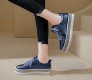 Lav-ish Sneakers 38 / Navy Lux Crystal Sneaker- navy