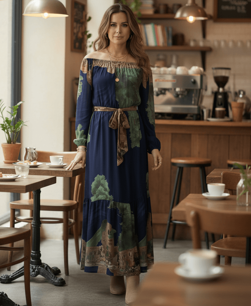 Loreta Navy Silk Blend dress Fabuler