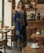 Loreta Navy Silk Blend dress Fabuler