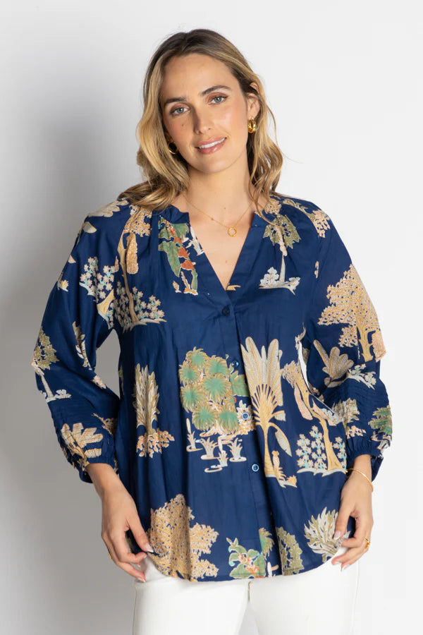 LulaLife Amrita Shirt  Navy