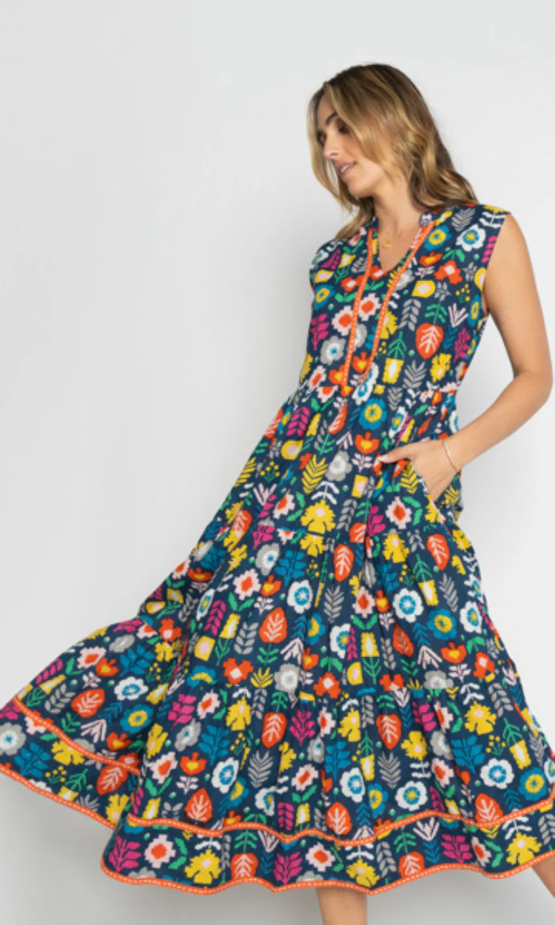 Kalina Midi Dress - Navy