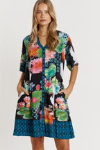 Akiko Button Dress Ocean