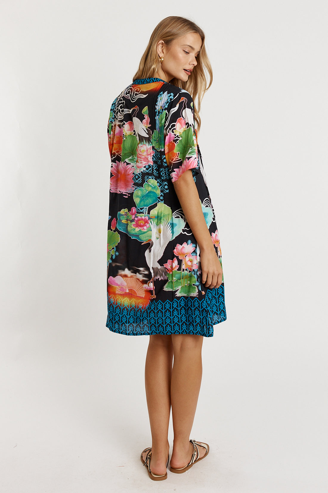 Akiko Button Dress Ocean