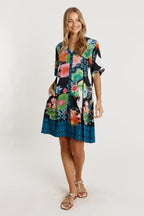 Akiko Button Dress Ocean