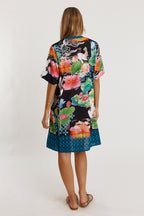 Akiko Button Dress Ocean