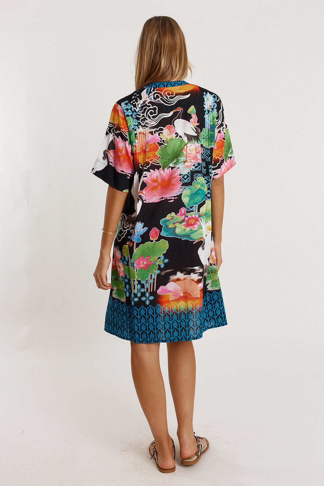 Akiko Button Dress Ocean