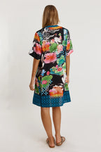 Akiko Button Dress Ocean