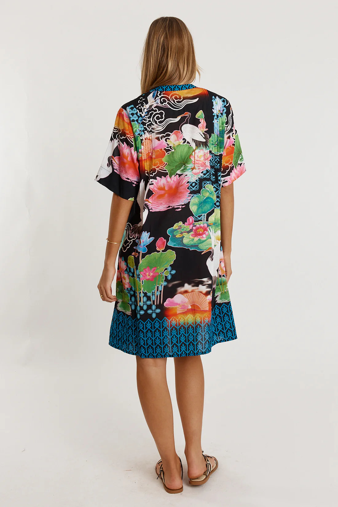 Akiko Button Dress Ocean