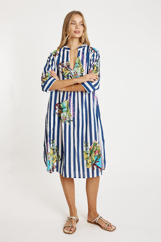 Lucciano Kaftan navy stripe