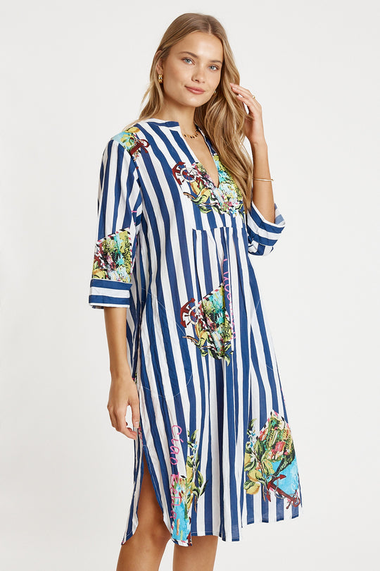Lucciano Kaftan navy stripe