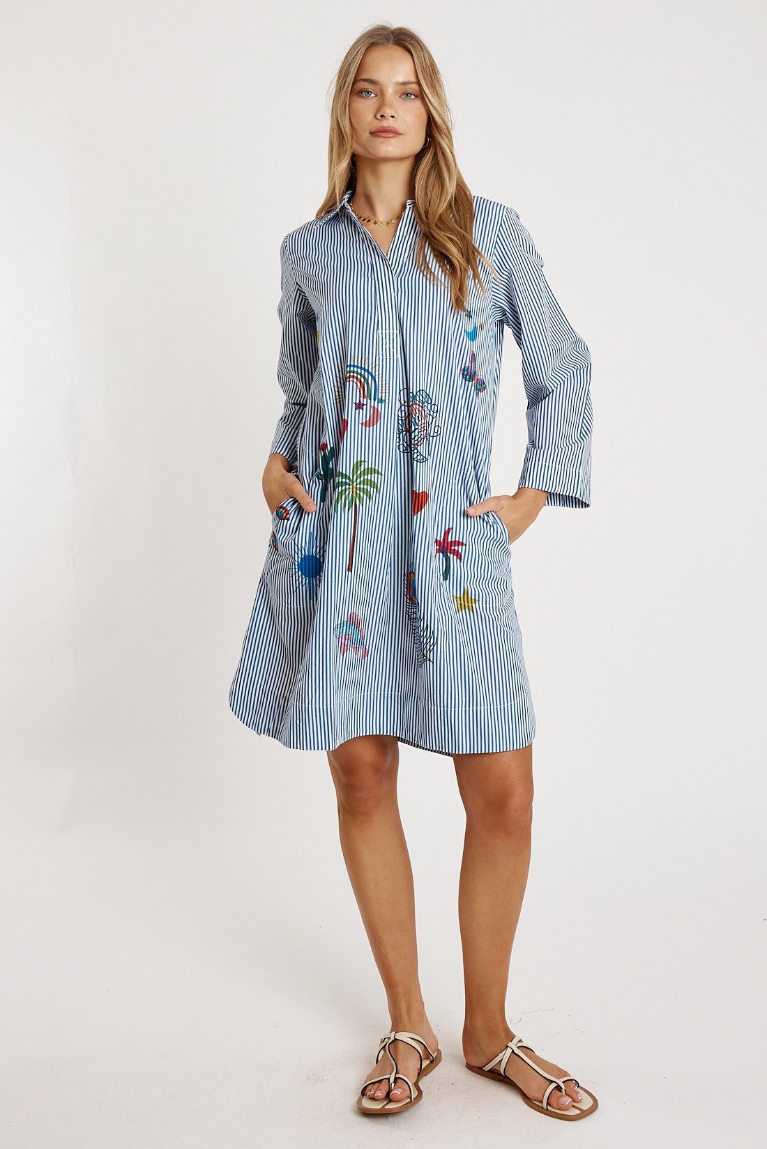 Tillie Shirt dress Blue stripe