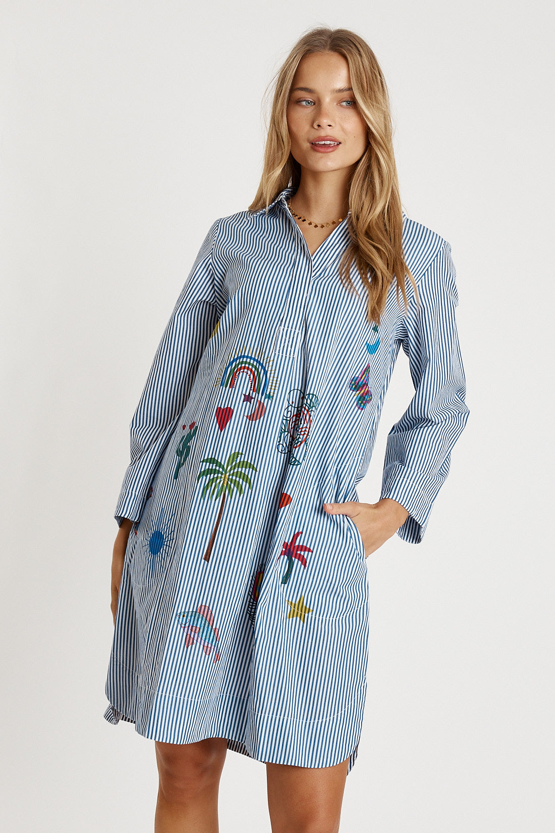 Tillie Shirt dress Blue stripe