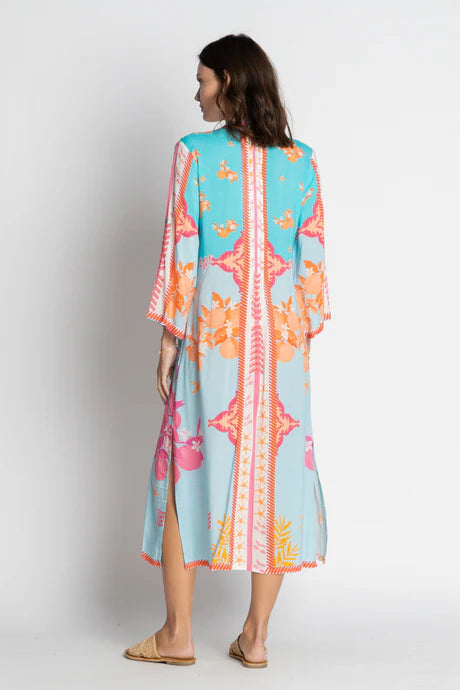 Espacio Midi Lagoon back view featuring colorful floral print and relaxed silhouette.