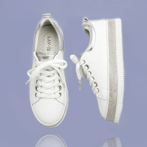 Lux Crystal Sneaker- white