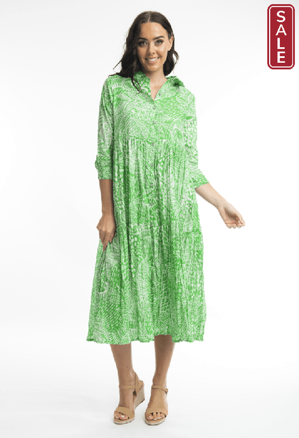 Orientique Dress Leros Layers Dress -Green