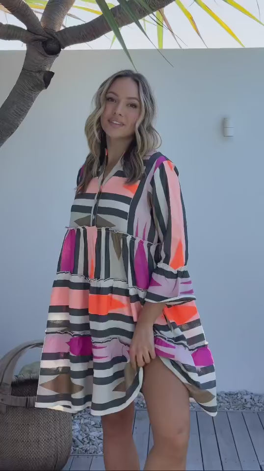 Mediterranean Dress  Black/Pink