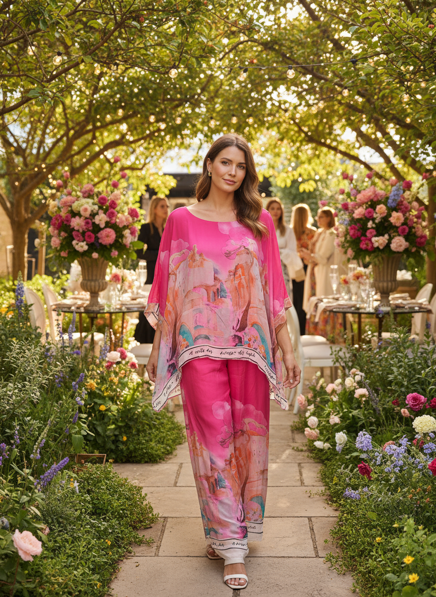Floral Silk Kaftan Top