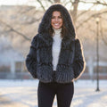 Camille Hooded Faux Fur Jacket with a cozy hood, featuring beautiful panelled faux fur in a modern silhouette.