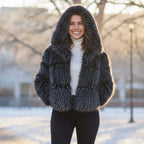 Camille Hooded Faux Fur Jacket with a cozy hood, featuring beautiful panelled faux fur in a modern silhouette.
