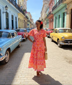 Montevideo Pink Dress Midi Short Sleeve