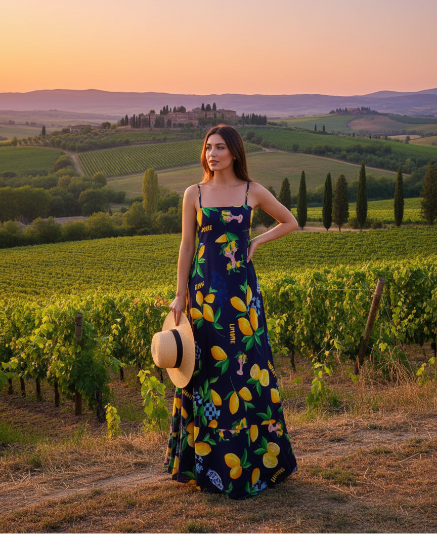 Limone  Rayon Shoestring Maxi