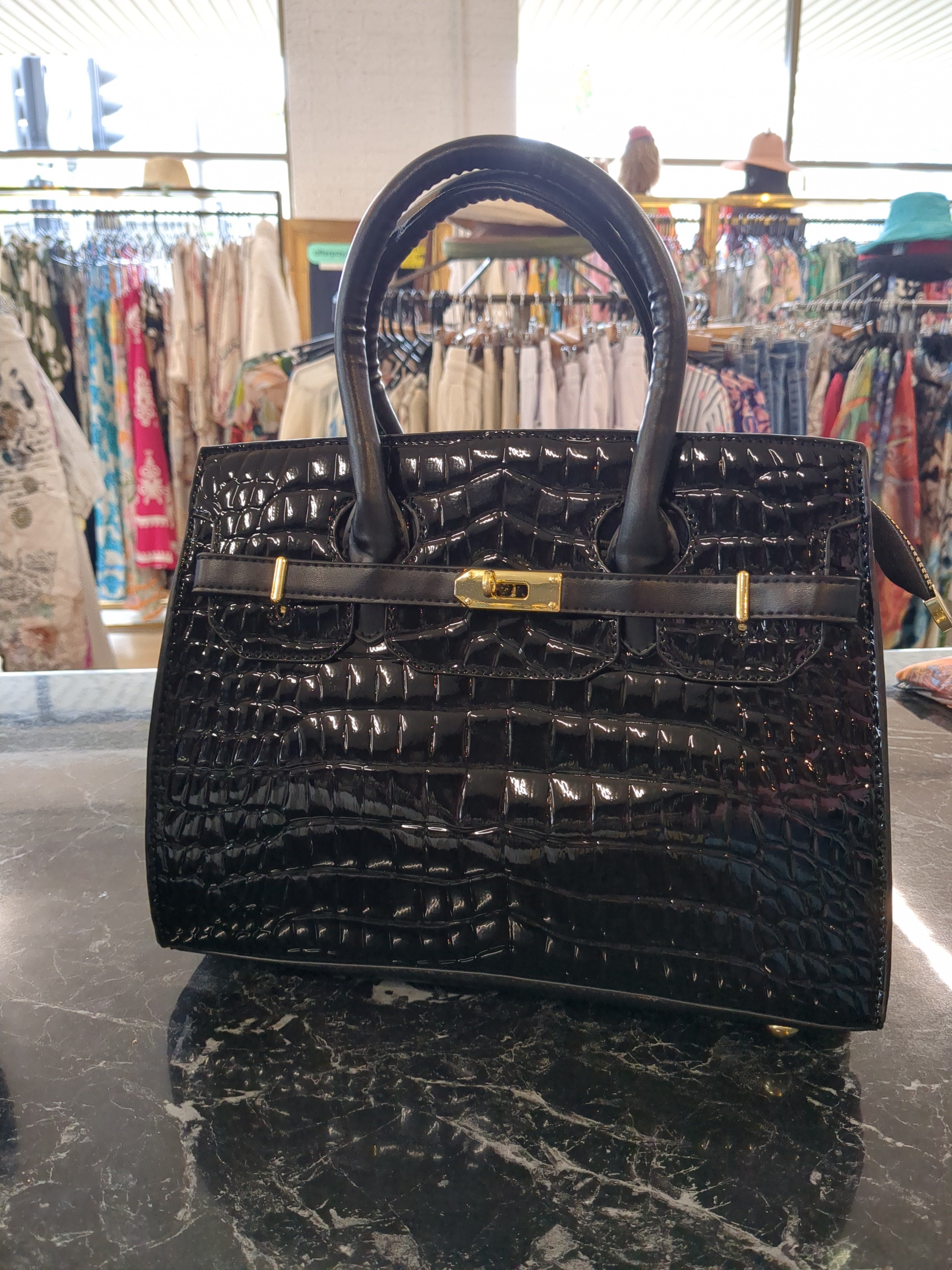 Croc Handbag - Patent Leather Look Crossbody | Gypsyroad Bowral