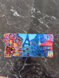 Velour Glasses Case - Paris street featuring vibrant Parisian scene with Eiffel Tower on a colorful background.
