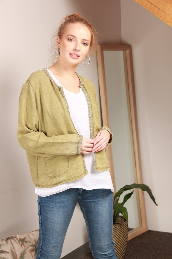 Rosa Jojo Coats/jacket M/L / Sage Evy Linen Jacket