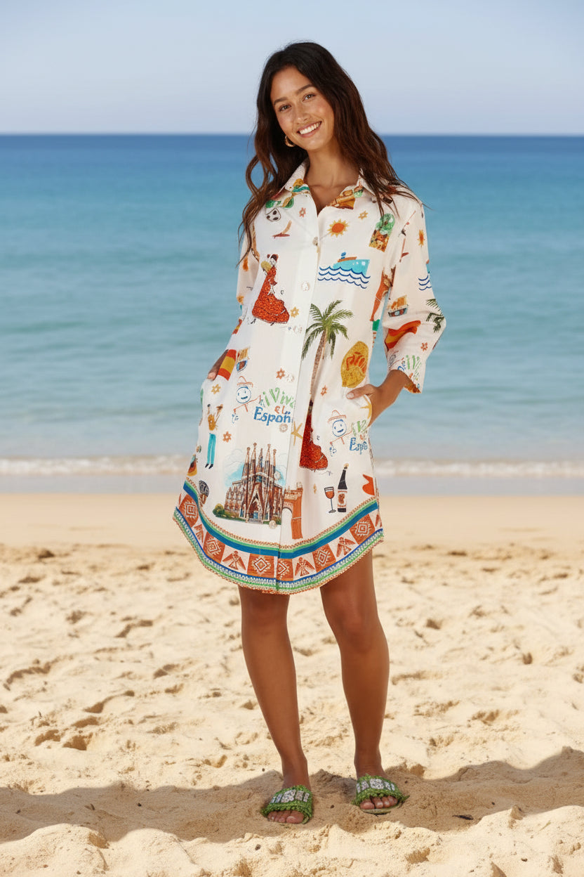 Rubyyaya Espanol Shirtmaker Dress White