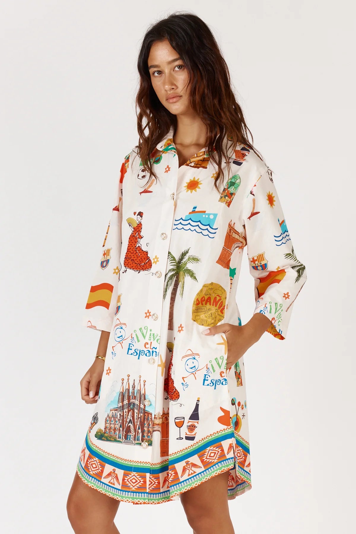 Rubyyaya Espanol Shirtmaker Dress White