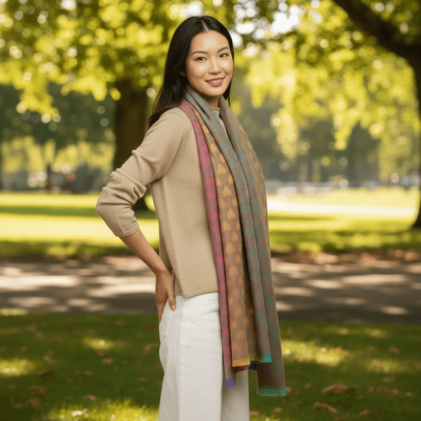 Latte Faded Heart Scarf Gypsyroad Bowral