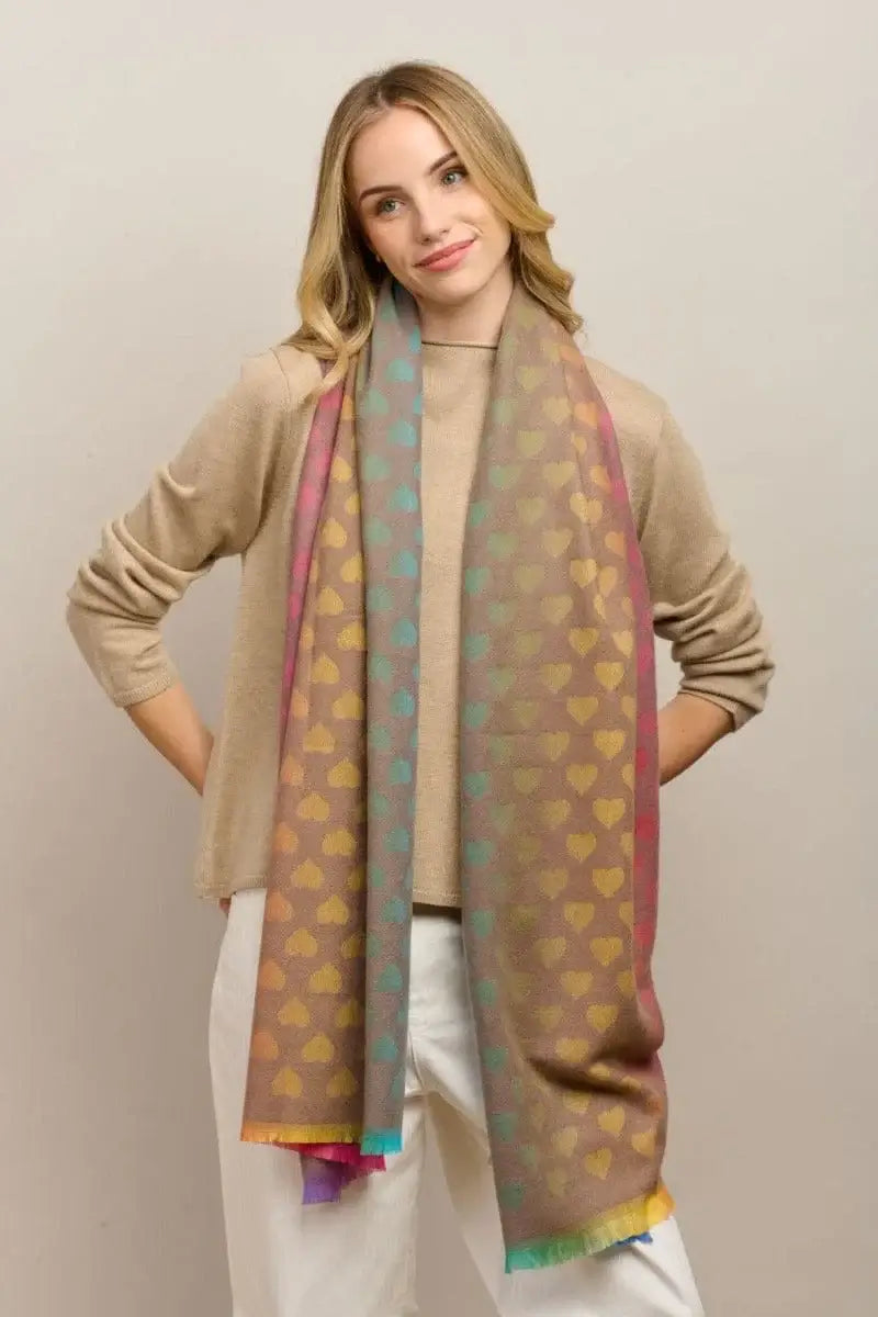 Latte Faded Heart Scarf Gypsyroad Bowral