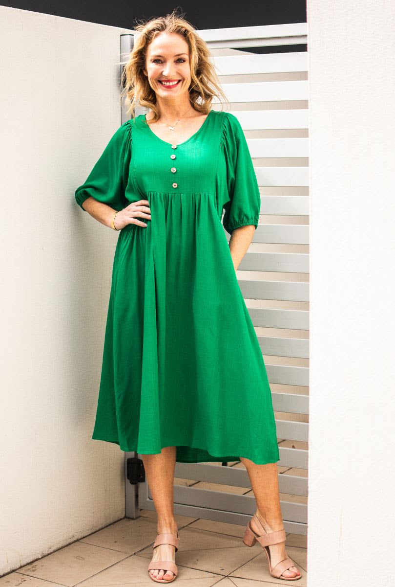 WT Peasant Dress -green