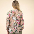 Gold foil Rose Print blouse-Pink So in style