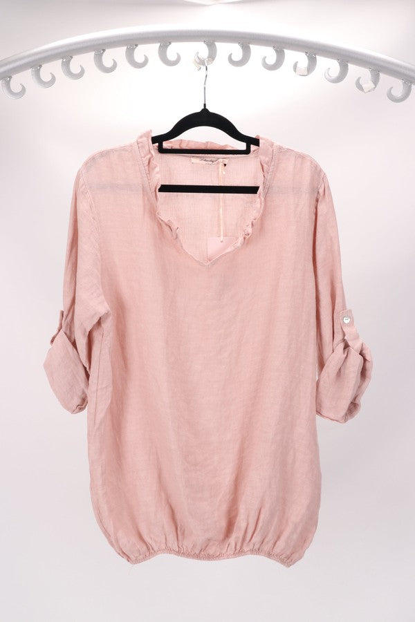 Wednesday Lulu Linen top S/M / Pink Cato Linen top