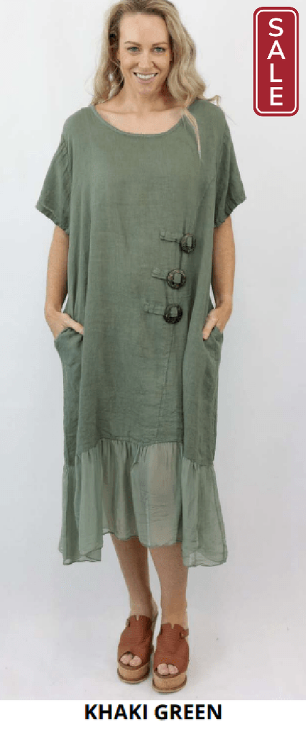 Ameise Dresses S / Khaki Willow Linen dress