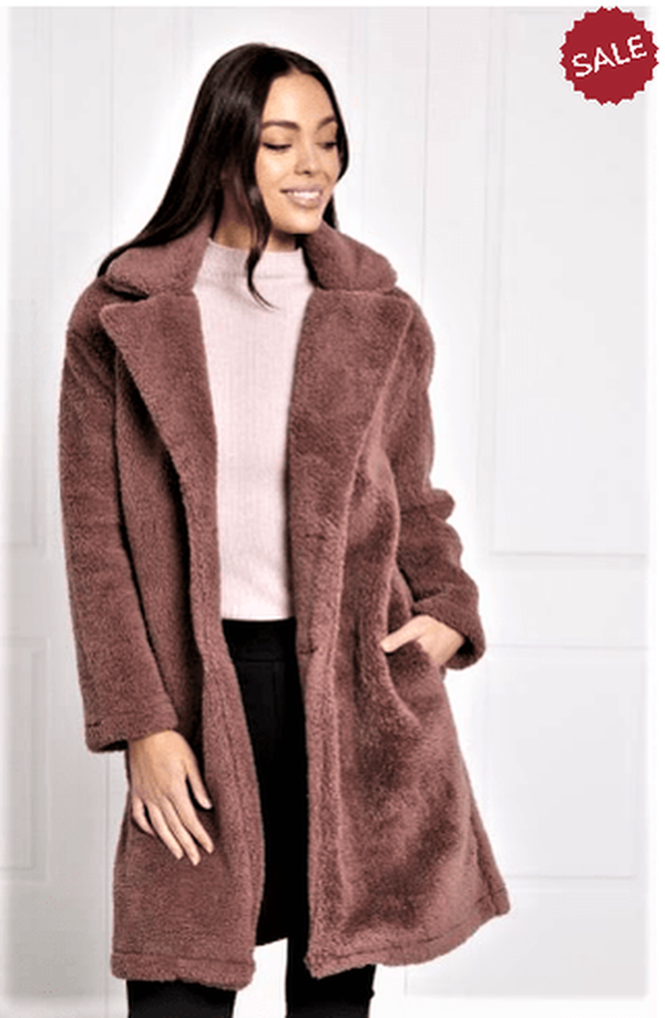 Caroline Morgan Coats MAUVE / 8 Teddy Coat