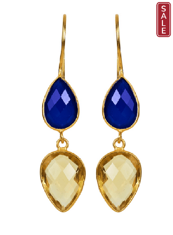 Eb&Ive earrings Lotus Drop Stone Earrings