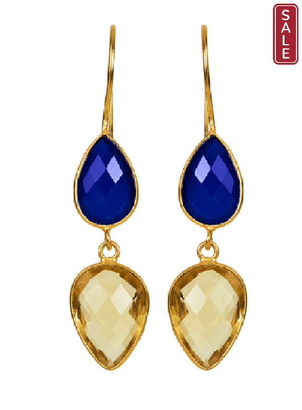 Lotus Drop Stone Earrings