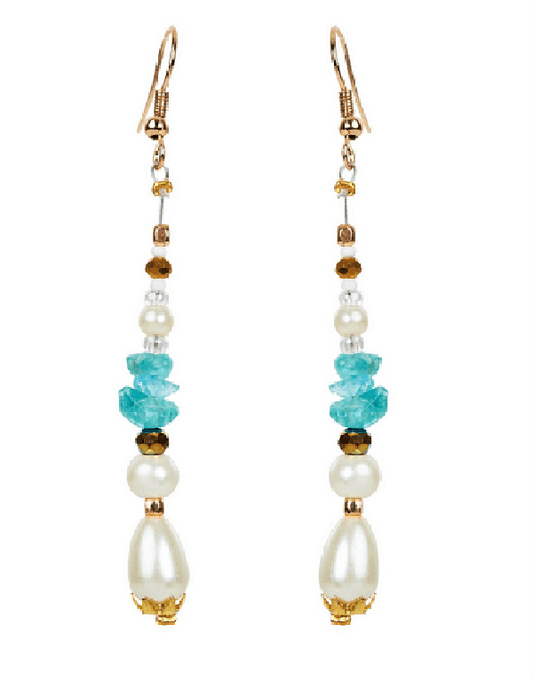 Eb&Ive earrings Lotus Earrings -Pearl drop