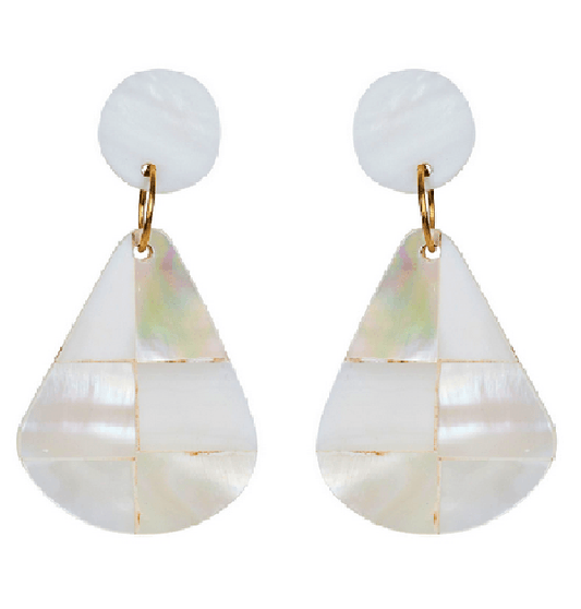 Eb&Ive earrings WHITE TEARDROP Soma Shell Earrings