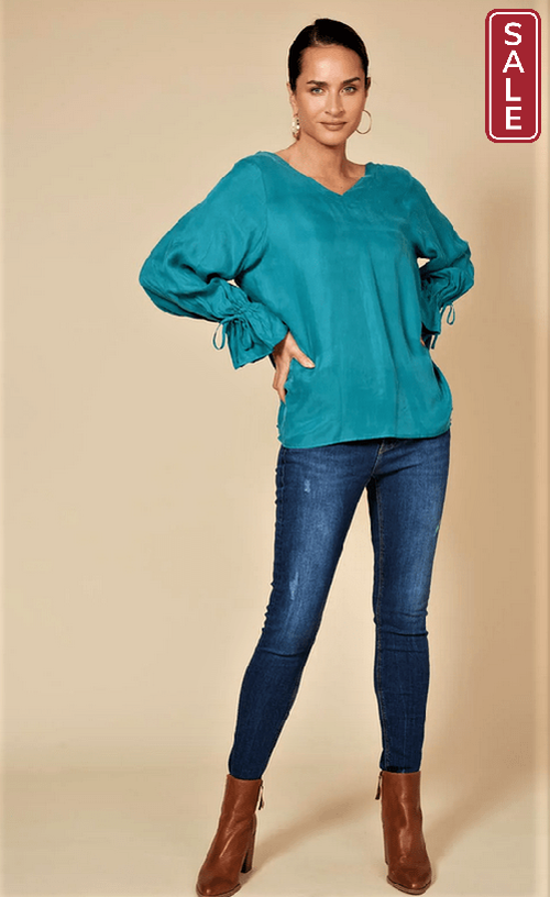 Eb&Ive Shirts & Tops S / Teal Vienetta Ruched top