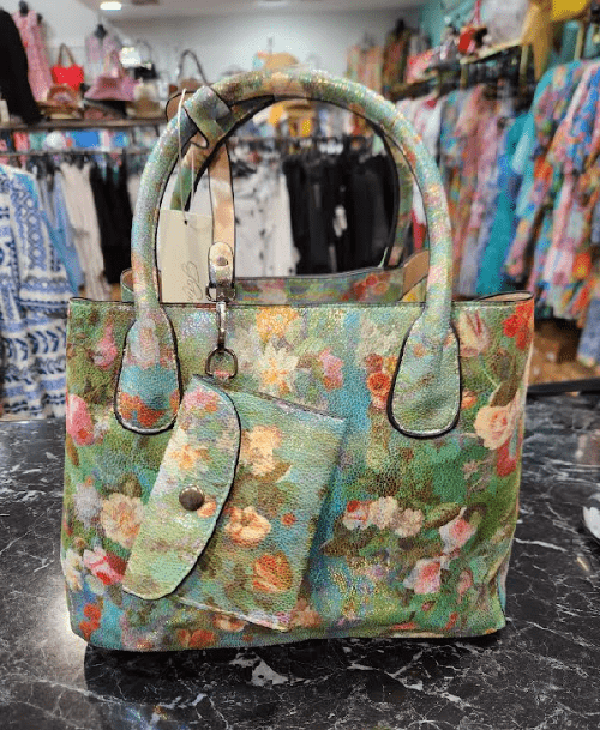 glamour plus Handbags Green Glam floral bag 6907