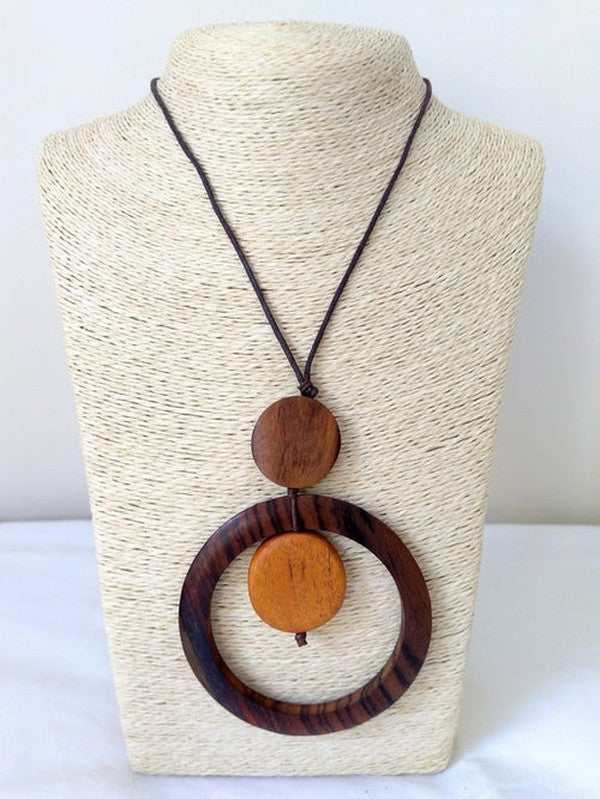 Gypsyroad Bowral Necklace Rust Wood Ring Necklace