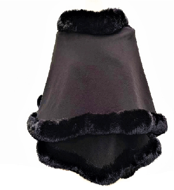 gypsyroad cape BLACK Fur Trim Wrap
